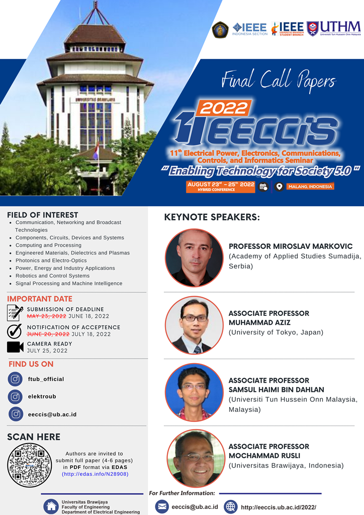 Final Call for Papers EECCIS 2022 – Universitas Brawijaya